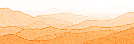 Sunrise in the mountains, panoramic view, vector illustration, morning landscapeのイラスト素材