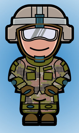 military pilot in uniform and helmetのイラスト素材