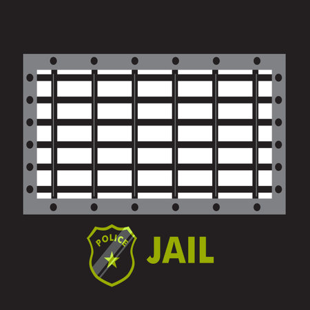 Prison bars. police badge. law and order. vector illustrationのイラスト素材