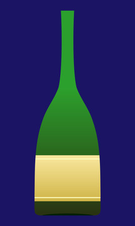 bottle of sparkling wine on a blue backgroundのイラスト素材