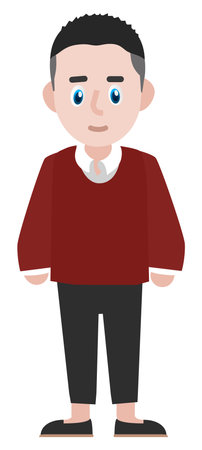 young man cartoon in red sweaterのイラスト素材