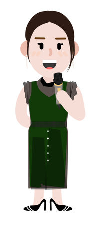 young female toon singer with microphoneのイラスト素材