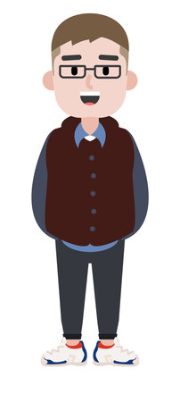 Young man cartoon with glasses