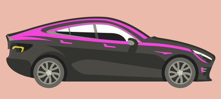 modern fast car with pink elementsのイラスト素材