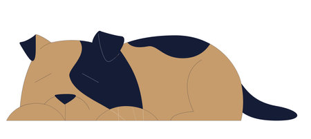 simple brown dog bulldog lies and sleepsのイラスト素材
