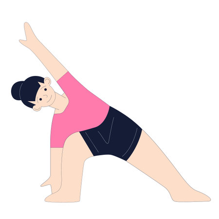 simple girl doing yoga in a pink t-shirtのイラスト素材
