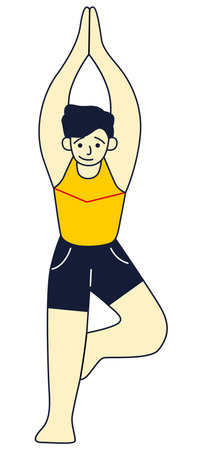 man doing yoga standing on one legのイラスト素材