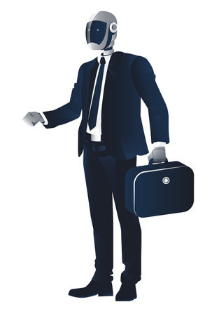robot in a business suit and with a briefcaseのイラスト素材