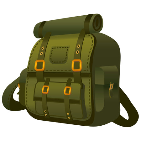 green hiking backpack vector illustrationのイラスト素材