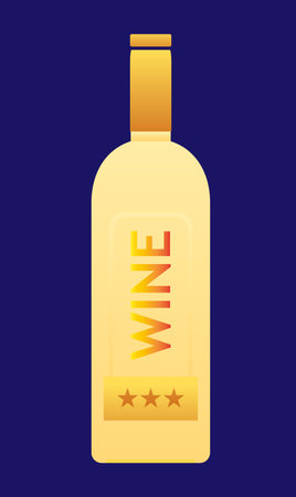 white wine bottle on blue backgroundのイラスト素材