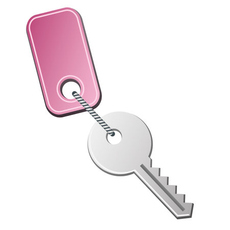 door key with rectangular keychainのイラスト素材