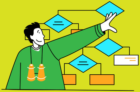 man planning strategy using flowchartのイラスト素材