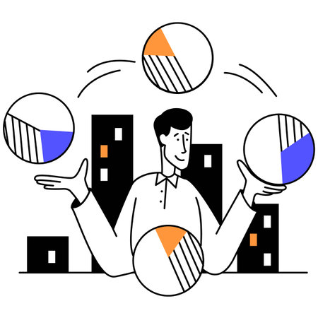 man juggling statistics vector illustrationのイラスト素材