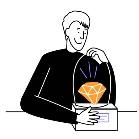 man puts a cap on a diamondのイラスト素材