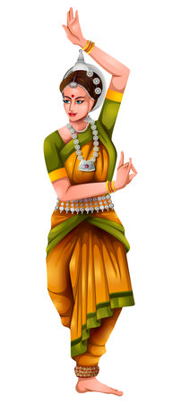 woman from india dancing national danceのイラスト素材