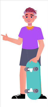 young male athlete with skateboardのイラスト素材