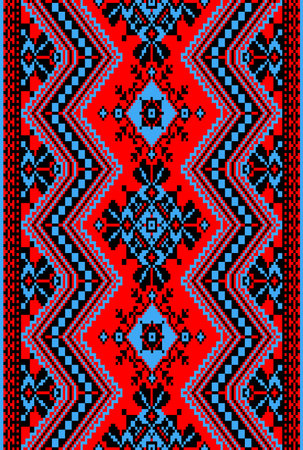 Ukrainian ornament for carpet red and blue
