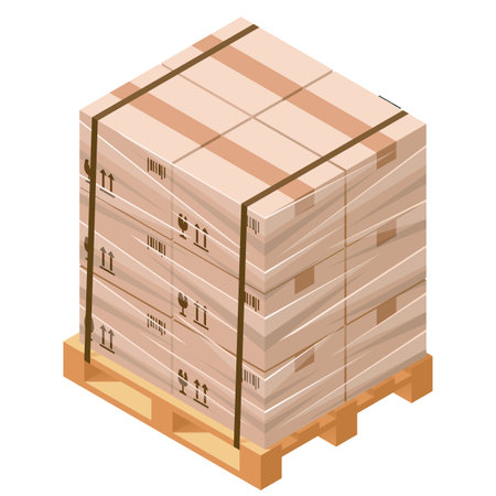 packed cargo from boxes on a palletのイラスト素材