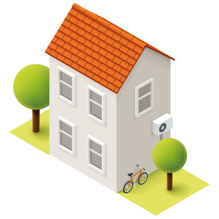 three dimensional two story house vector illustrationのイラスト素材