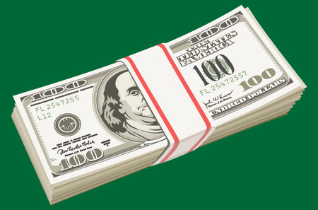 stack of hundred dollar billsのイラスト素材