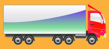 big truck with red cabのイラスト素材