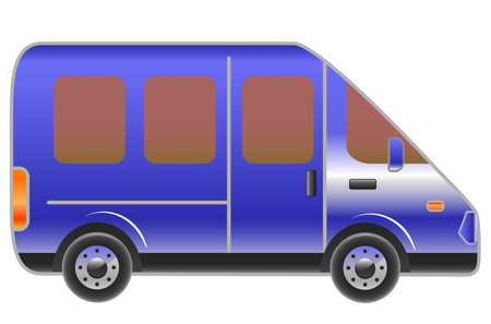 Blue passenger minibus vector illustrationのイラスト素材