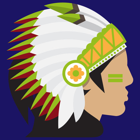 The head of the Apachi Indian with feathers in profileのイラスト素材