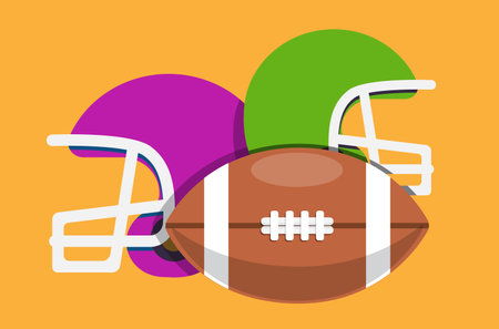 american football ball and helmetのイラスト素材