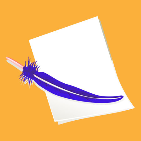 Quill pen for writing and sheet of paper vector illustrationのイラスト素材