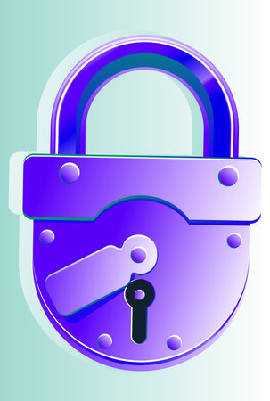 closed padlock blue color vector illustrationのイラスト素材
