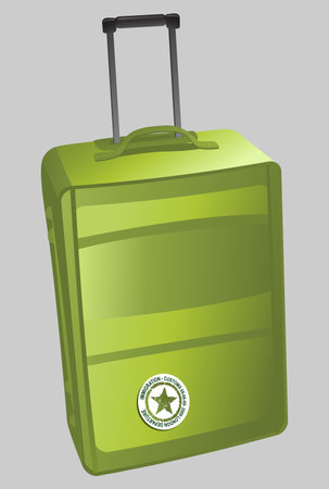 green suitcase on wheels for travelのイラスト素材