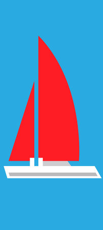 sailboat with red sails vector illustrationのイラスト素材