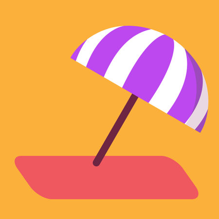 colorful beach umbrella with matのイラスト素材