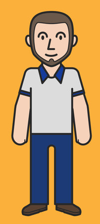 young man in a T-shirt and beardのイラスト素材