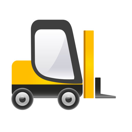yellow forklift for lifting goodsのイラスト素材