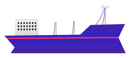 cargo ship blue color vector illustrationのイラスト素材