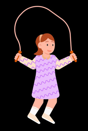 child girl jumping rope vector illustrationのイラスト素材