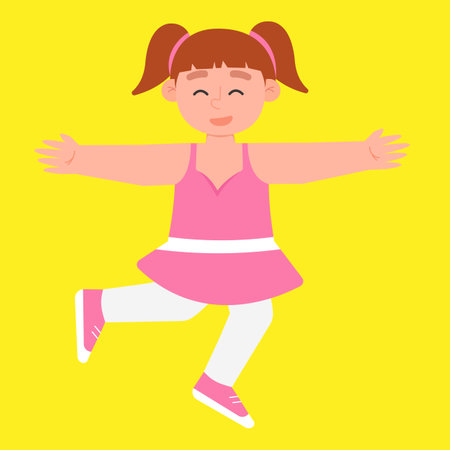 child girl in a dress and white tightsのイラスト素材