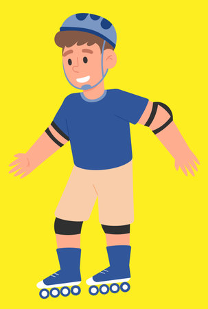 boy in a helmet and roller skatesのイラスト素材