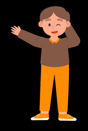 child boy raised his hand and winkedのイラスト素材