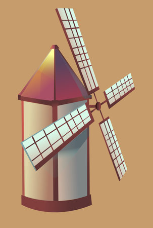 windmill for grinding grain vector illustrationのイラスト素材