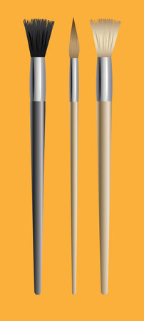 three brushes for drawing pictures vector illustrationのイラスト素材