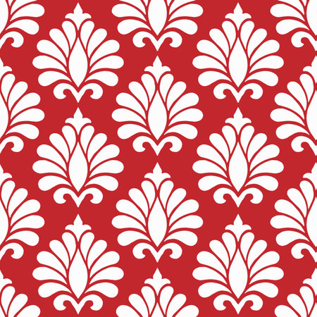 pattern white ornament on red background textileのイラスト素材