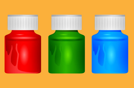 three cans of paint for paintingのイラスト素材