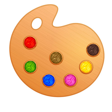 wooden palette for paints for paintingのイラスト素材