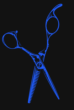 barber scissors blue color logoのイラスト素材