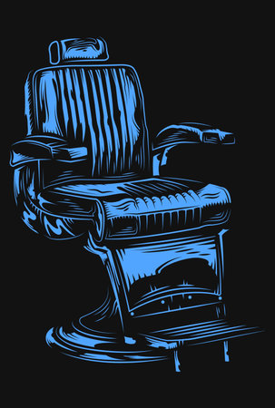 barber chair for client blue color vector illustrationのイラスト素材