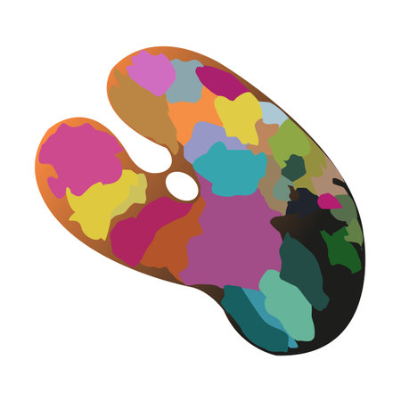 palette for artist with paints vector illustrationのイラスト素材