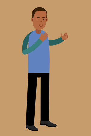 young man stretched out his arms for a hugのイラスト素材