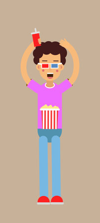 man with wavy hair at the cinemaのイラスト素材